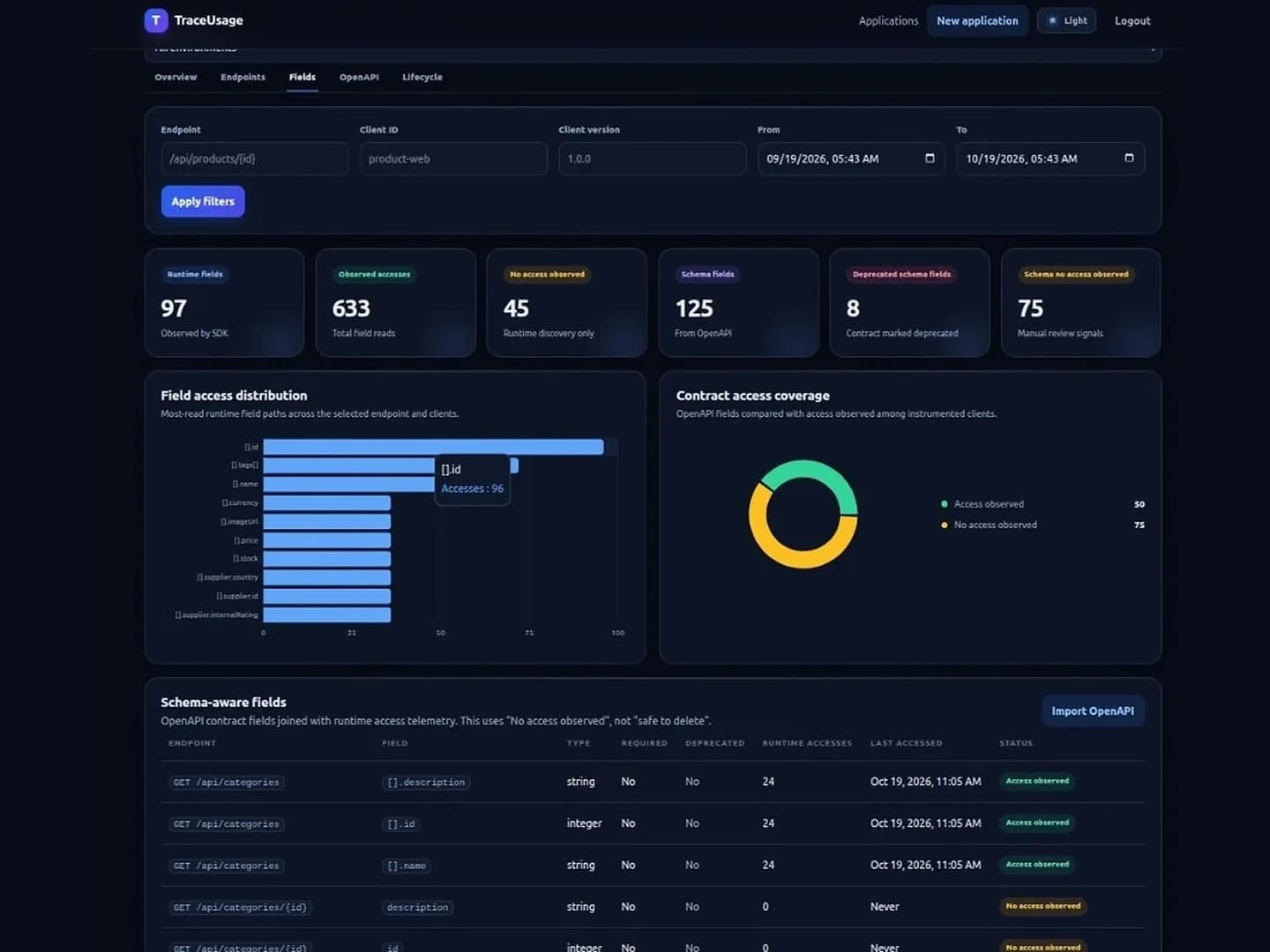 TraceUsage project preview
